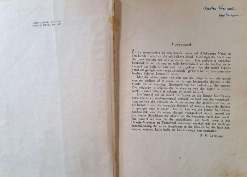 Afrikaans Verse - D. F. Malherbe (hard cover with no dj)
