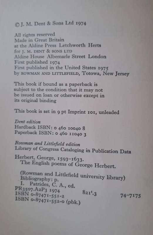 The English Poems of George Herbert (paperback)