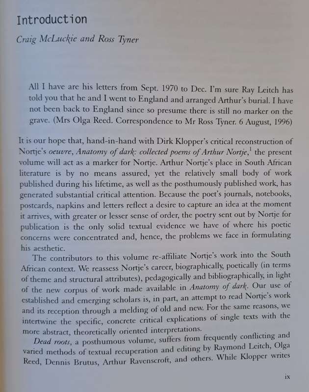 Arthur Nortje, Poet and south African: New Critical and contextual Essays - Craig McLuckie.