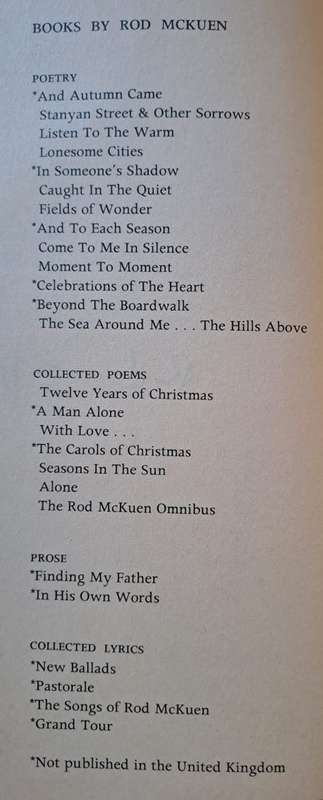 The sea around me...The hills Above - Rod Mckuen (hard cover)