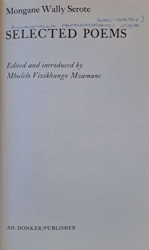 Selected Poems - Mongane Wally Serote (paperback)