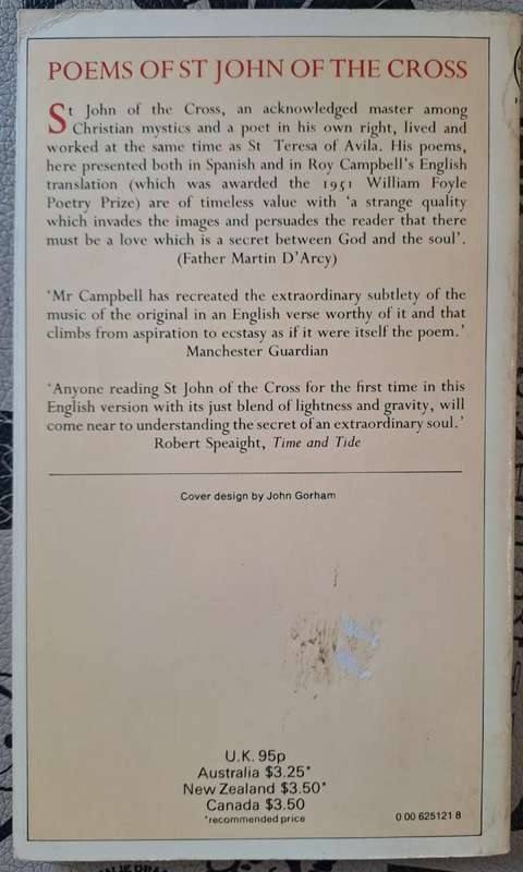 Poems of ST John of The Cross (paperback)