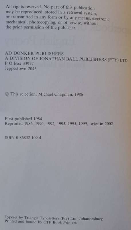 The paperbook of South African English poetry - Michael Chapman (paperback)