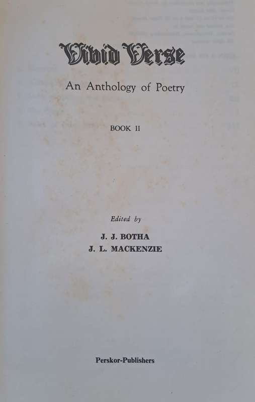 Vivid Verse: An Anthology of poetry Book 2 - J.J. Botha (hard cover with no dj)
