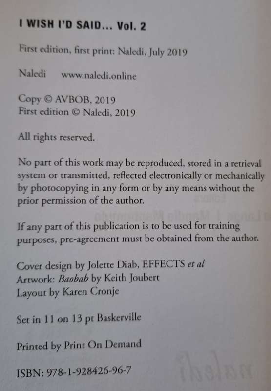 I wish id said...Vol.2 - Johann de Lange (paperback)