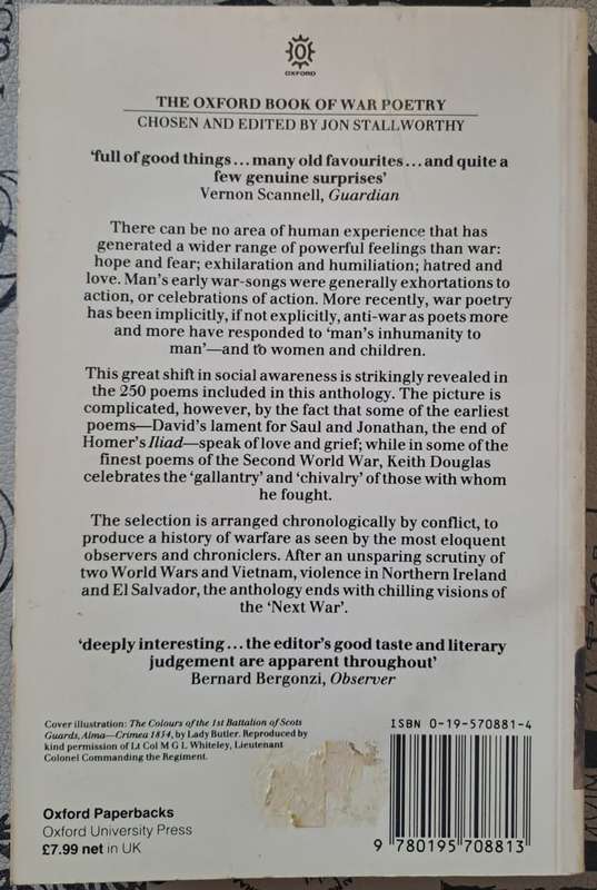 War poetry - Jon Stallworthy (paperback)