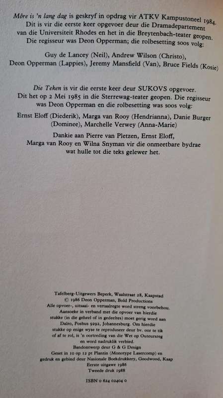 More is n lang dag en die teken - Deon Opperman (paperback)