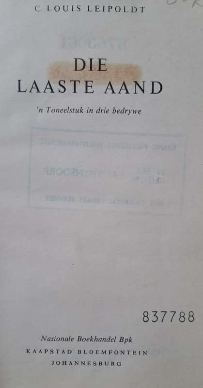 Die laaste aand - C. Louis Leipoldt (hard cover)