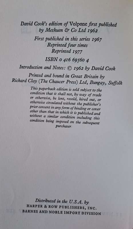 Volpone - Ben Jonson (paperback)