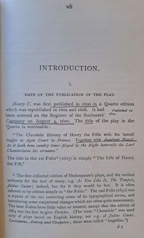 King Henry V - A. W. Verity (hard cover with no dj)