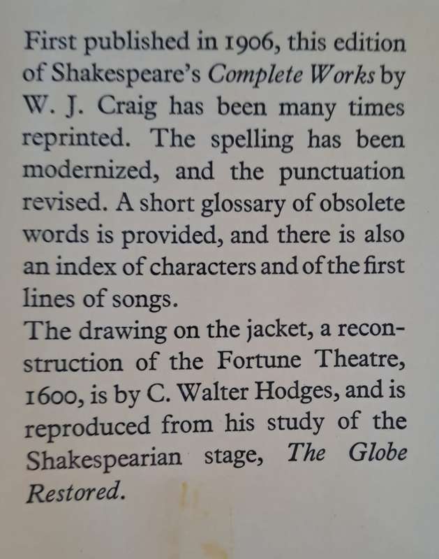 Shakespeare complete works - W. J. Craig M.A. (hard cover with dj)