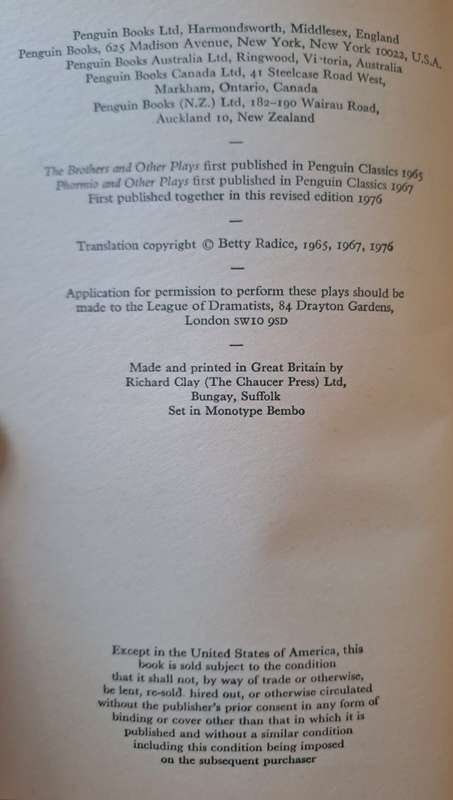 Terence The Comedies - Betty Radice (paperback)