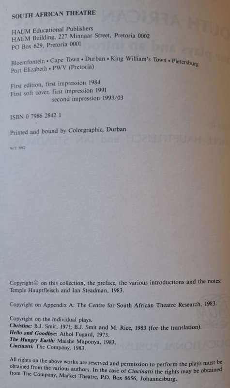 South African Theatre - Ian Steadman (paperback)