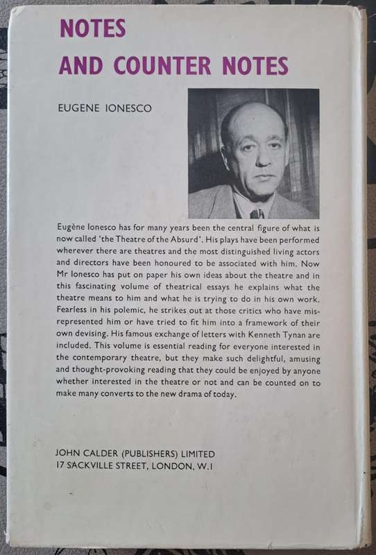 Notes & Counter notes - Eugene Ionesco (hard cover with DJ)