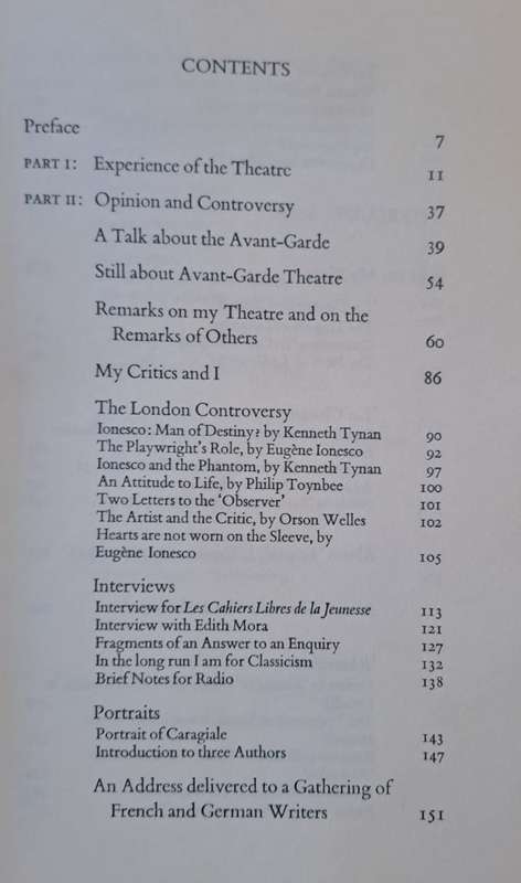 Notes & Counter notes - Eugene Ionesco (hard cover with DJ)