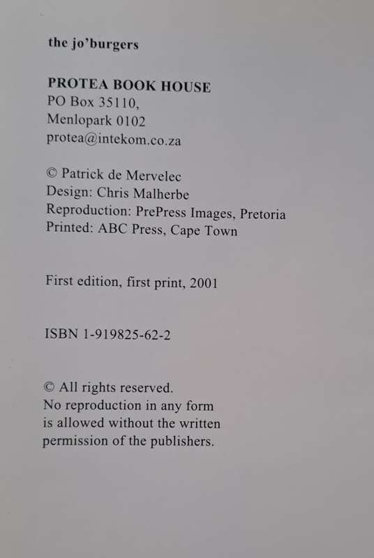 The jo'burgers - Patrick de Mervelec (hard cover with dj)