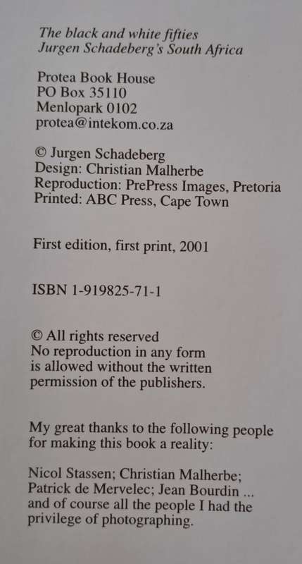 The black and White Fifties - Jurgen Schadeberg (hard cover with dj)