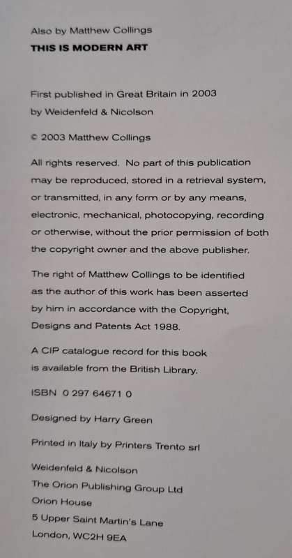 Matt's old masters - Matthew Collings (hard cover with dj)
