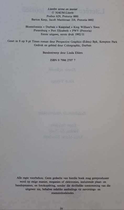 Literere Terme & Teoriee - T. T. Cloete (hard cover with dj)