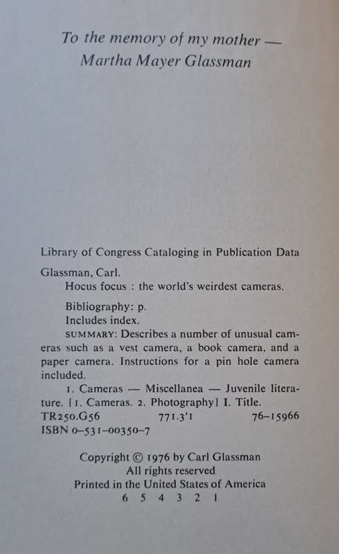 Hocus Focus the world's weirdest cameras - Carl Glassman (hard cover with dj)