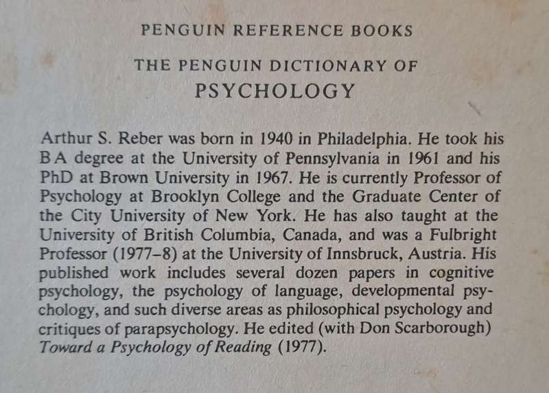 Dictionary of Psychology - S. Reber (paperback)