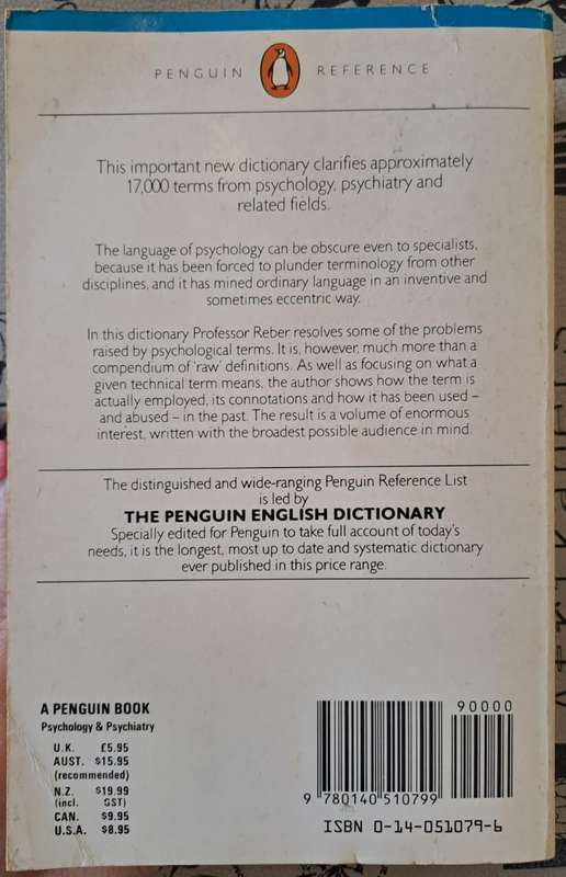 Dictionary of Psychology - S. Reber (paperback)