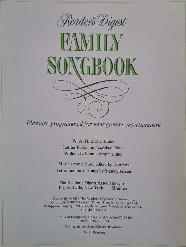Family songbook - DeWitt Wallace & Lila bell Acheson (hard cover)