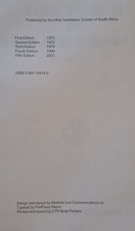 Le Roux's notes on mine Environmental control (hard cover with no dj)