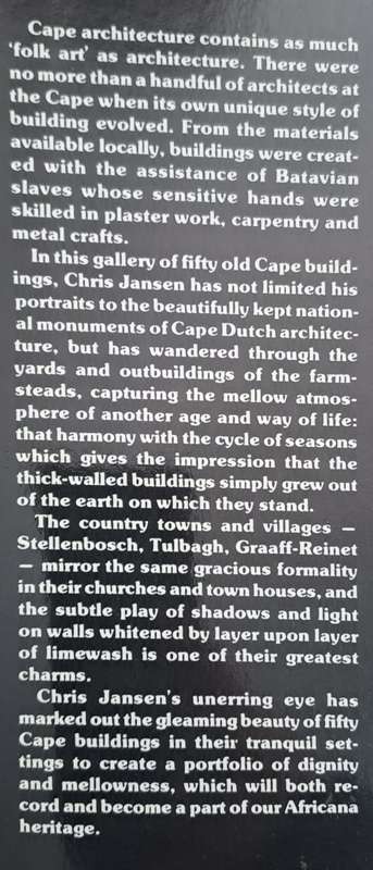 50 Cape Dutch houses - Chris Jansen (hard cover with dj)