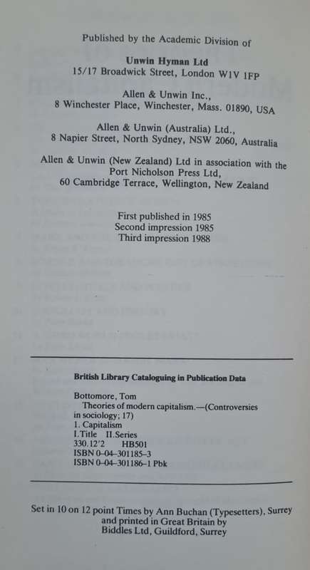 Theories of modern capitalism - Tom Bottomore (paperback)