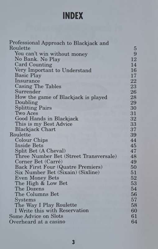Professional Approach to Blackjack and Roulette - Morris Shenker (paperback)