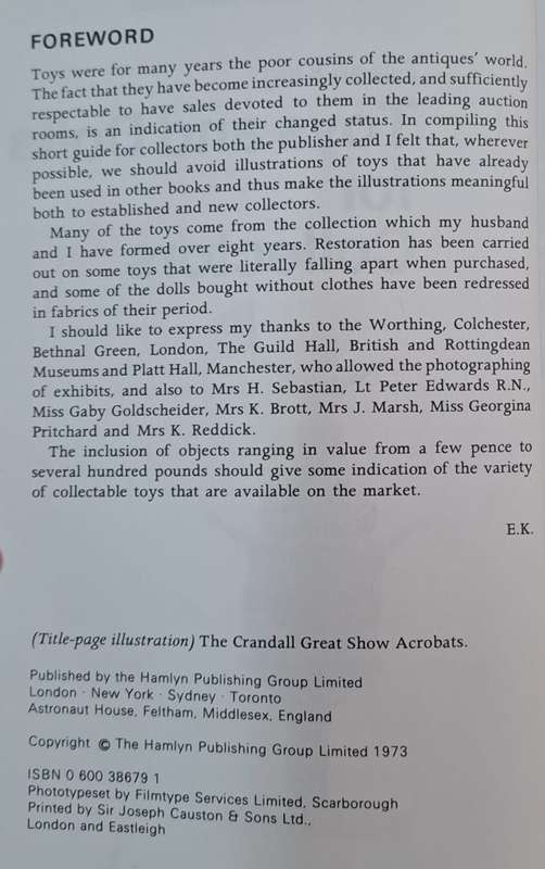 Toys and dolls for collectors - Eileen King (paperback)