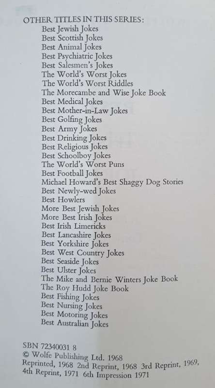 Best Irish jokes - Tony Butler (paperback)