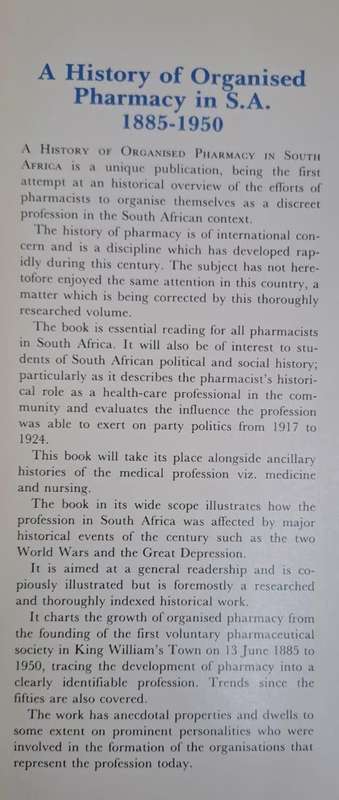 A history of organised pharmacy in South Africa 1885-1950 - Mike Ryan (Hard cover)