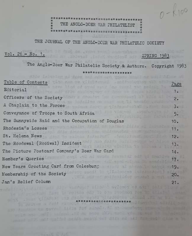 The Anglo-Boer war Philatelist 1983 -Johnson Philatelics (paperback)