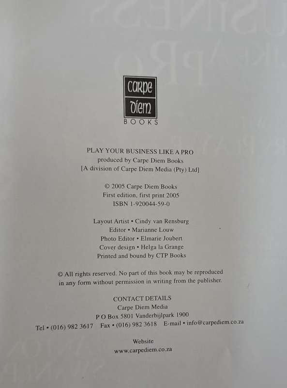 Play your business like a pro - Anton Swanepoel (hard cover)