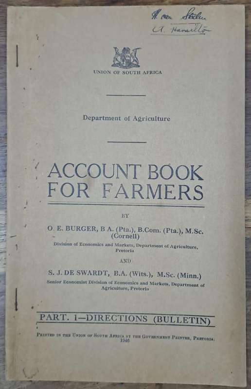 Account book for Farmers - O. E. Burger (papweback)