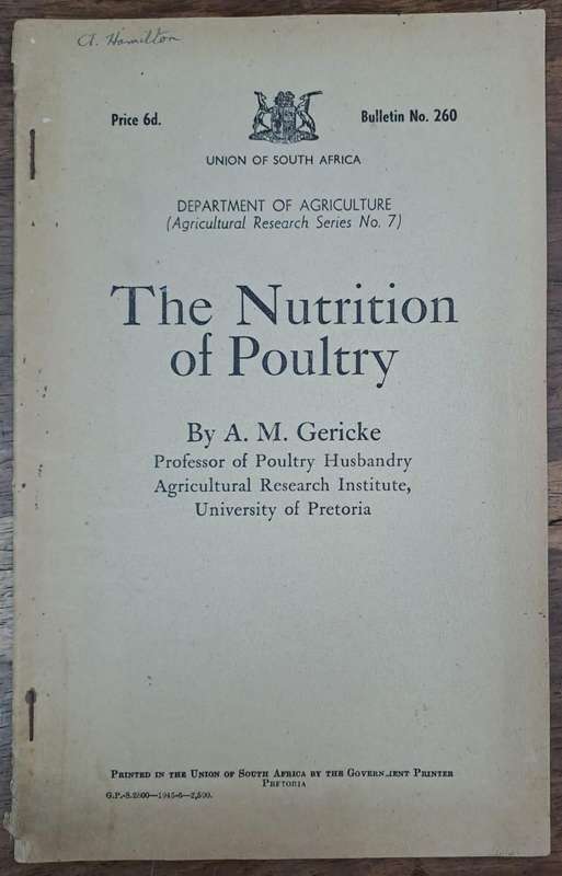 The Nutrition of Poultry - A. M. Gericke (paperback)