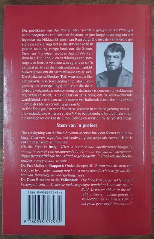 Die boereprofeet - Adriaan snyman (paperback)