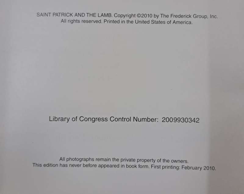 Saint Patrick and the lamb - Mary Ann Lackovich (Hard cover with no dj?