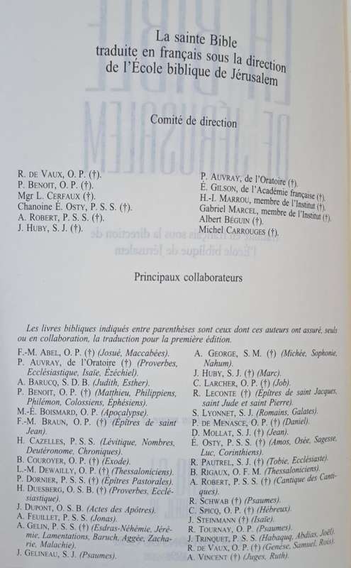 LA Bible - work of biblical scholars from L'École Biblique in Jerusalem (paperback)