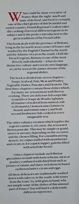 Brittany French regional cookery - Michael Raffael (Hard cover with dj)