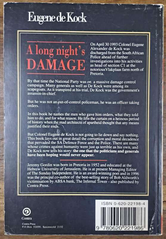 A long night's damage - Eugene de Kock (paperback)