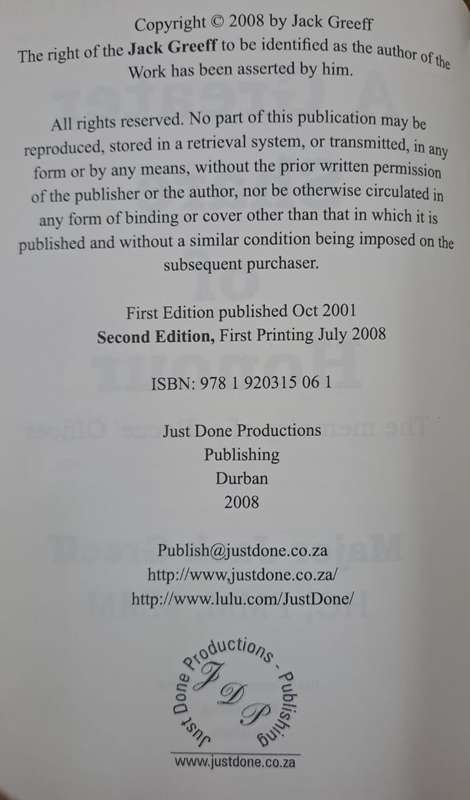 A greater share of Honour - Major Jack Greeff HC (paperback)