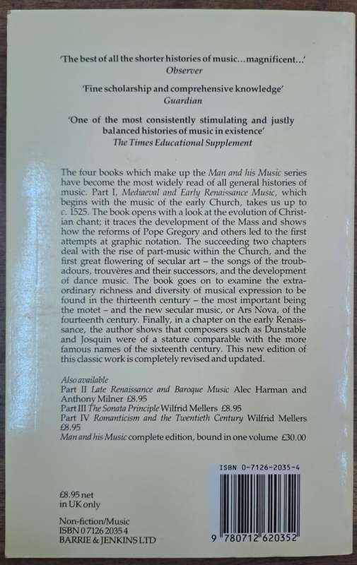 Mediaeval and early Renaissance music - Alec Harman (paperback)