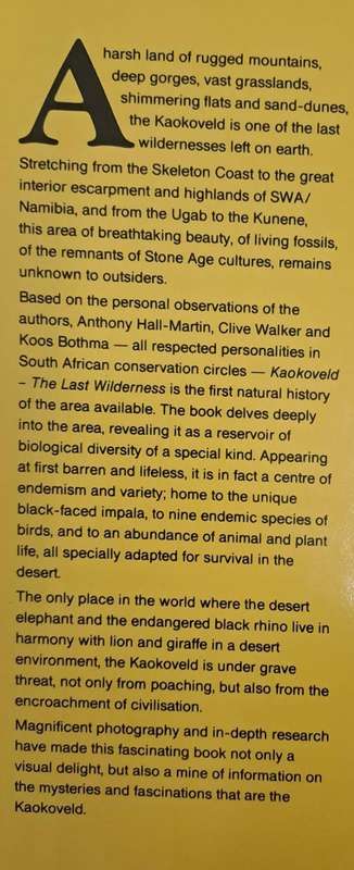 Kaokoveld the last wilderness - Anthony Hall-Martin (Hard cover with dj)