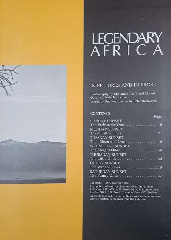 Legendary Africa in pictures and prose - Sue Fox (Hard cover with no dj)