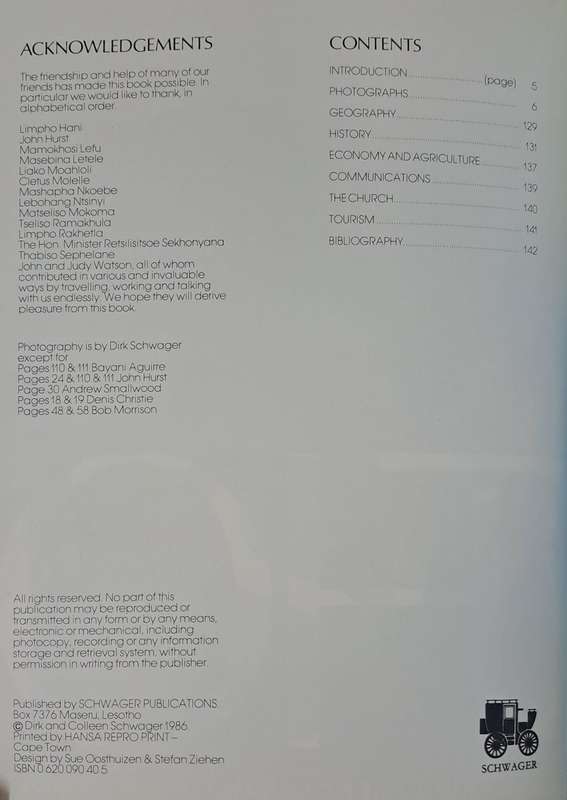 Lesotho - Dirk & Colleen Schwager (Hard cover with dj)
