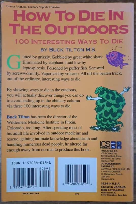 How to die in the outdoors 100 interesting ways - Buck Tilton M.S. (paperback)