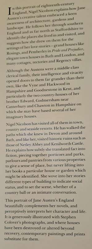 The world of Jane Austen - Nigel Nicolson (Hard cover with dj)